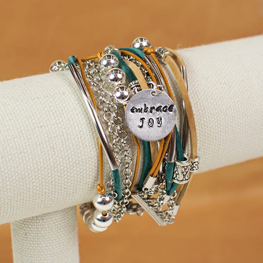 Leather Wrap Bracelet with Metal Stamp